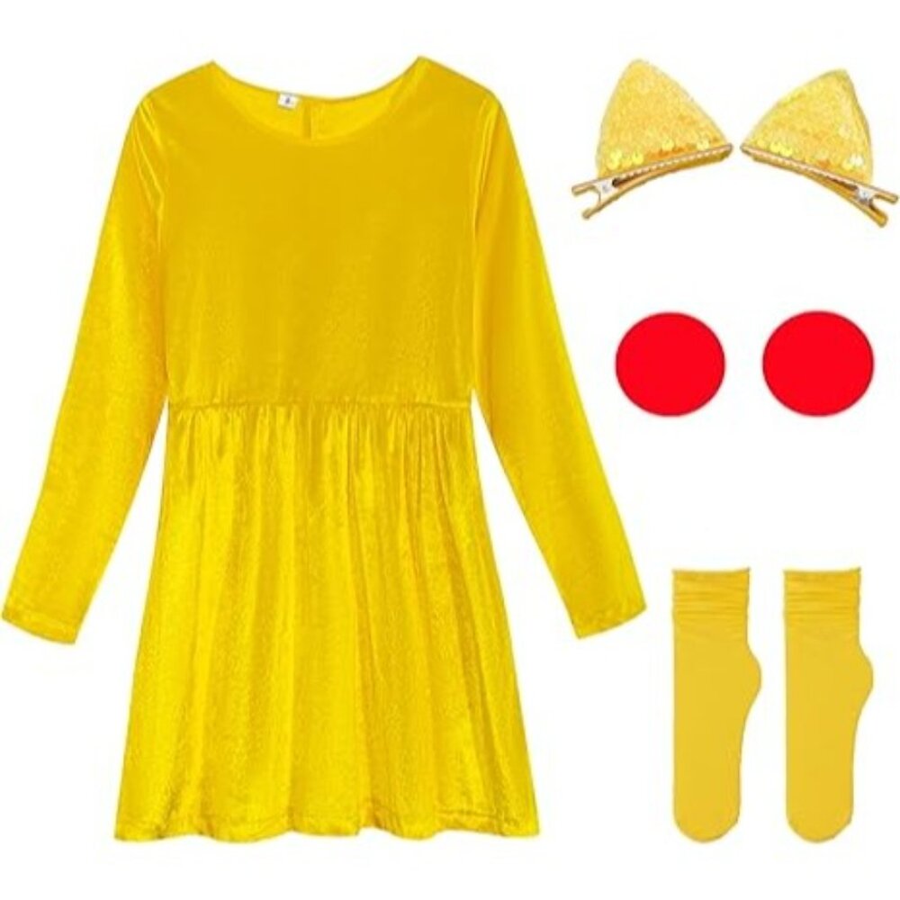 Girls Animal Monster Fancy Dress Up Halloween Child Costume Long Sleeve Dress Se - Picture 4 of 7